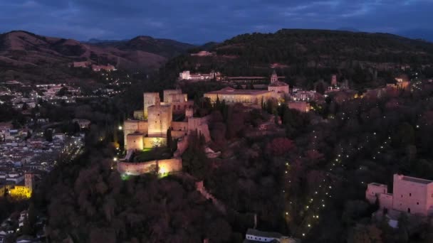 Палац Альгамбри Гранаді Іспанія Середньовічний Ісламський Замок Вигляд Знаменитий Туристичний — стокове відео