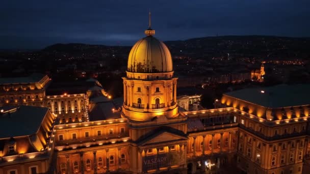 Αεροφωτογραφία Της Buda Castle Royal Palace Στη Βουδαπέστη Της Ουγγαρίας — Αρχείο Βίντεο