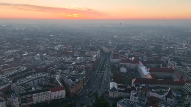 Vue Aérienne Horizon Budapest Lever Soleil Hongrie — Video