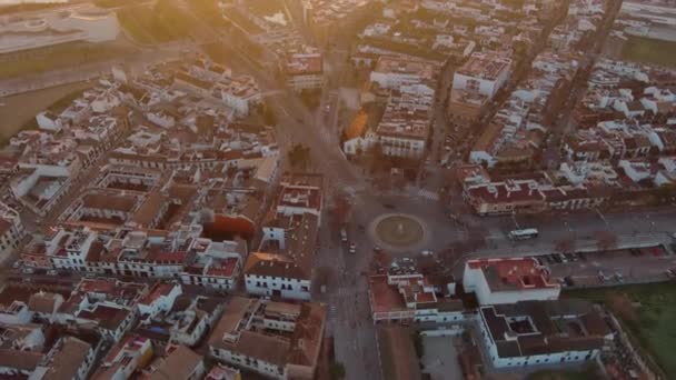 Вид Воздуха Город Кордова Горизонта Восходе Солнца Андалусия Испания — стоковое видео