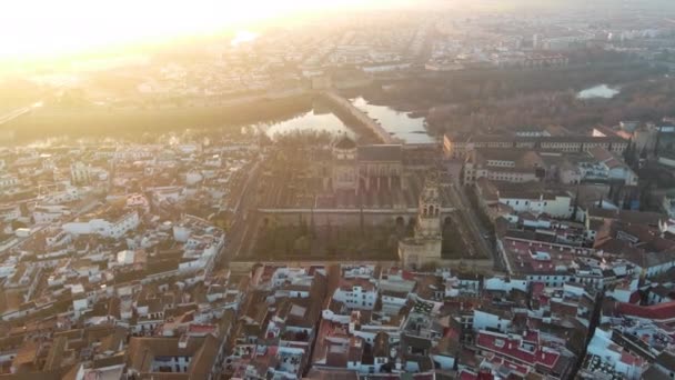 Aerial Drone Footage Historic Mosque Cathedral Cordoba Andalusia Spain Unesco — Stock Video