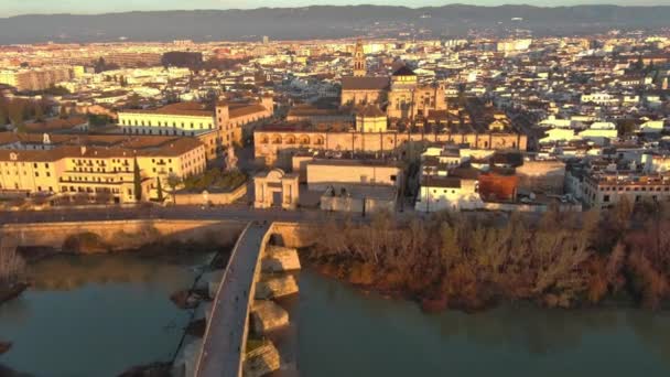 Drone Aéreo Filmagem Histórica Catedral Mesquita Córdoba Andaluzia Espanha Patrimônio — Vídeo de Stock