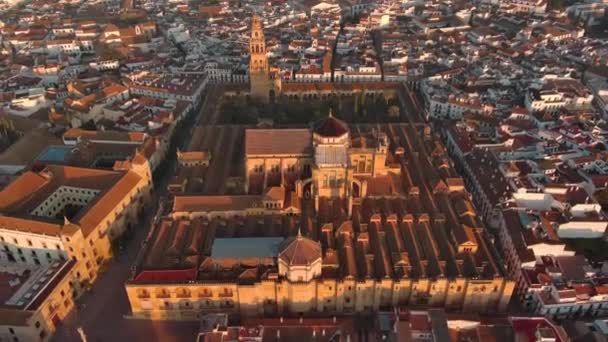 Drone Aéreo Filmagem Histórica Catedral Mesquita Córdoba Andaluzia Espanha Patrimônio — Vídeo de Stock