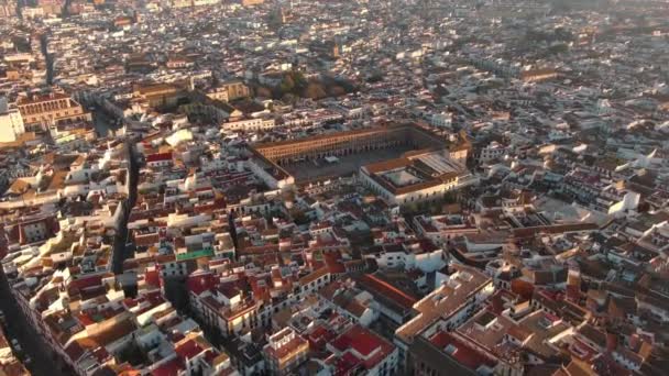 西班牙安达卢西亚科多巴广场的日出空中景观 — 图库视频影像