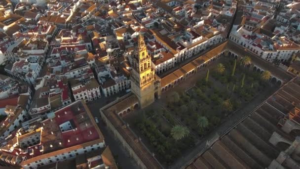 Aerial Drone Footage Historic Mosque Cathedral Cordoba Andalúzia Spanyolország Unesco — Stock videók