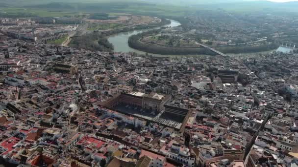 Luftaufnahme Der Plaza Corredera Cordoba Andalusien Spanien — Stockvideo