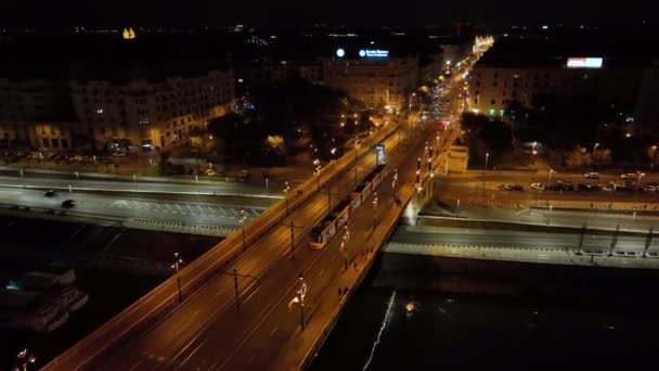 Luchtfoto Van Boedapest Margaret Bridge Margit Verborgen Rivier Donau Dijk — Stockvideo