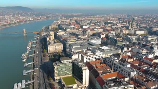 Vista Aérea Distrito Coração Budapeste Centro Político Financeiro Comercial Turístico — Vídeo de Stock