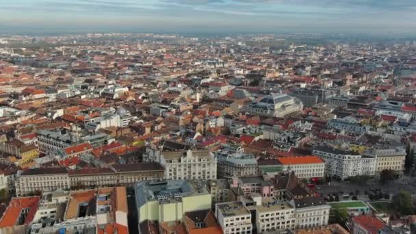 Αεροφωτογραφία Του Ορίζοντα Της Πόλης Της Βουδαπέστης Terezvaros Theresa Πόλη — Αρχείο Βίντεο
