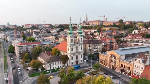 Вид Повітря Місто Будапешт Площа Баттіані Або Міська Площа Баттіані — стокове відео