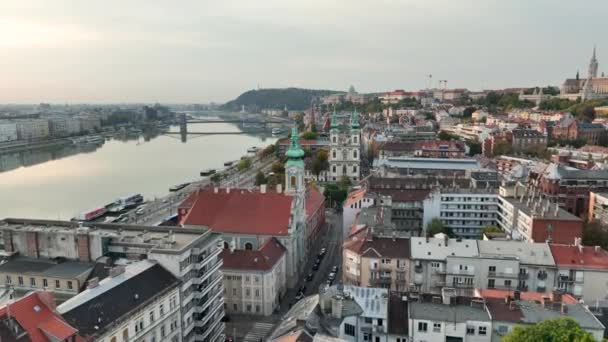 Letecký Výhled Panorama Budapešti Batthyany Square Nebo Batthyany Ter Náměstí — Stock video