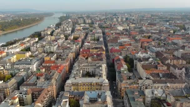 Budapest Belvárosának Légi Kilátása Napkeltekor — Stock videók