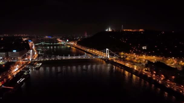 Βουδαπέστη Γέφυρα Ελισάβετ Τρίτη Νεότερη Γέφυρα Της Βουδαπέστης Της Ουγγαρίας — Αρχείο Βίντεο