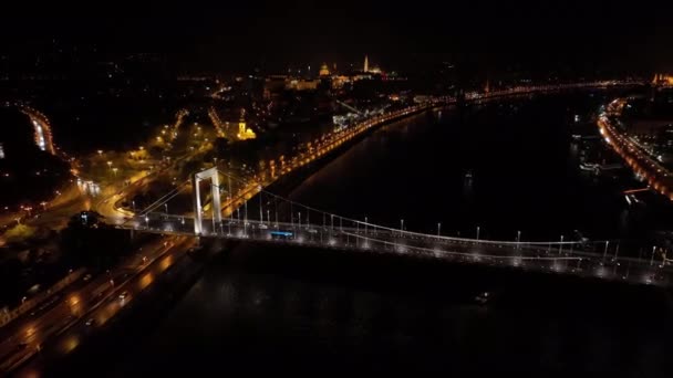 Βουδαπέστη Γέφυρα Ελισάβετ Τρίτη Νεότερη Γέφυρα Της Βουδαπέστης Της Ουγγαρίας — Αρχείο Βίντεο