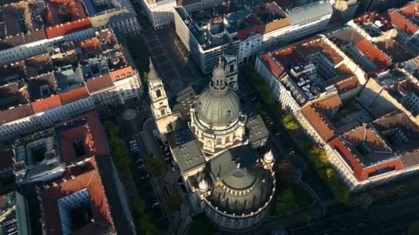 Oprichting Luchtfoto Van Stephens Basiliek Vroege Ochtend Budapest Hongarije — Stockvideo