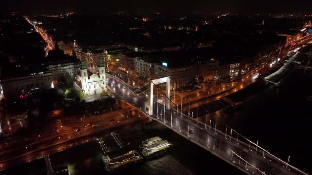 Most Elżbiety Budapeszcie Trzeci Najnowszy Most Budapesztu Łączący Budę Peszt — Wideo stockowe