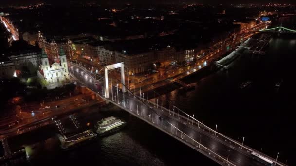Budapest Elisabeth Bridge Den Tredje Nyaste Bron Budapest Ungern Förbinder — Stockvideo