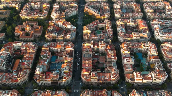 Ορίζοντας Της Πόλης Της Βαρκελώνης Εναέρια Θέα Eixample Κατοικημένη Περιοχή — Φωτογραφία Αρχείου