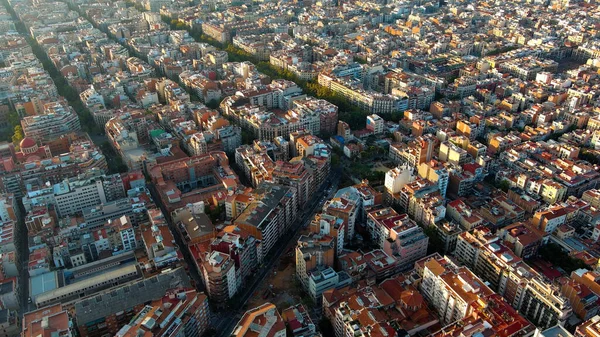 Городской Пейзаж Барселоны Вид Воздуха Жилой Район Эшампле Восходе Солнца — стоковое фото