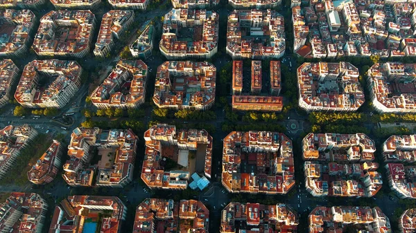 Ciudad Barcelona Skyline Vista Aérea Barrio Residencial Eixample Amanecer Cataluña —  Fotos de Stock