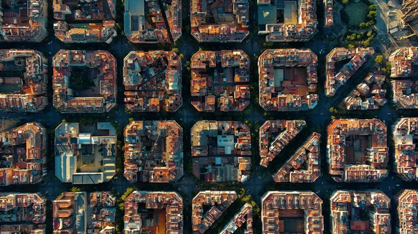 Vista Aérea Edifícios Típicos Paisagem Urbana Barcelona Eixample Residencial Famosa — Fotografia de Stock