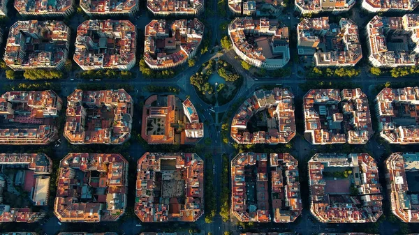 stock image Aerial view of typical buildings of Barcelona cityscape. Eixample residential famous urban grid. Catalonia, Spain