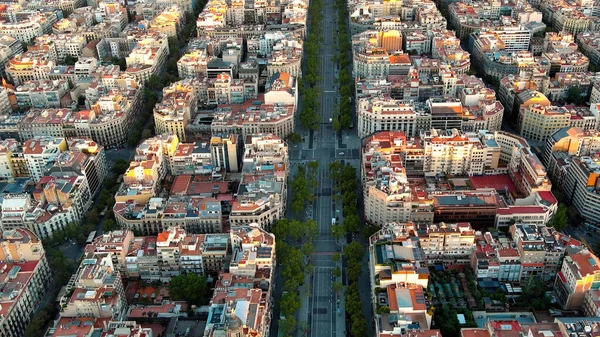 Αεροφωτογραφία Του Ορίζοντα Της Πόλης Της Βαρκελώνης Passeig Gracia Και — Φωτογραφία Αρχείου