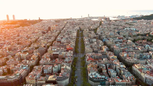 Aerial View Barcelona City Skyline Passeig Gracia Eixample Residential District — Stock Photo, Image