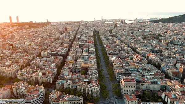 Letecký Výhled Panorama Barcelony Rezidenční Čtvrť Passeig Gracia Eixample Při — Stock fotografie