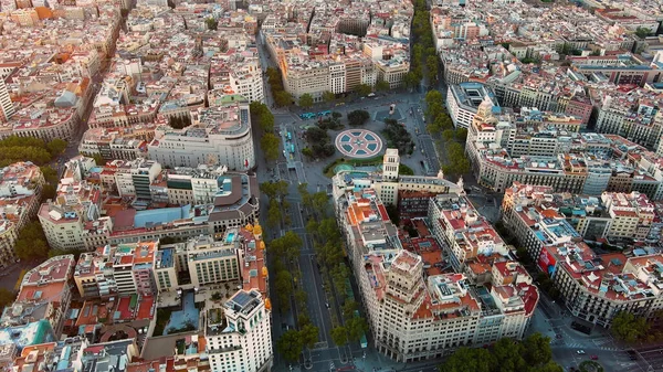 Aerial View Placa Catalunya Barcelona Spain Square Considered City Center — Stock Photo, Image