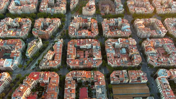 Légi Kilátás Tipikus Épületek Barcelona Városkép Eixample Lakó Híres Városi — Stock Fotó