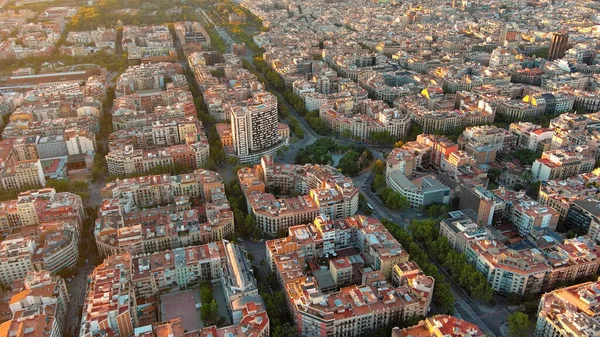 Vue Aérienne Des Bâtiments Typiques Paysage Urbain Barcelone Eixample Résidentiel — Photo