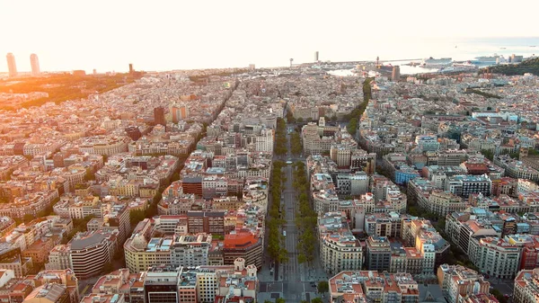 Letecký Výhled Panorama Barcelony Rezidenční Čtvrť Passeig Gracia Eixample Při — Stock fotografie