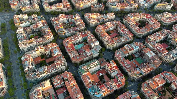 Vista Aérea Edificios Típicos Ciudad Barcelona Eixample Residencial Famosa Parrilla —  Fotos de Stock
