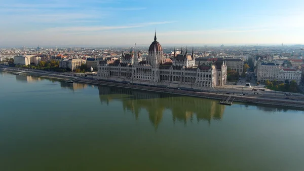 Budapeşte Deki Macar Parlamento Binası Nın Havadan Görünüşü Macaristan Başkentinin — Stok fotoğraf