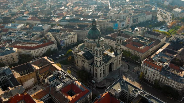 Budapeşte Şehrinin Hava Manzarası Ufuk Çizgisi Güneş Doğarken Aziz Stephens — Stok fotoğraf