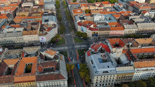 Budapeşte Nin Havadan Görünüşü Andrassy Caddesi Oktogon Meydanı Pest Macaristan — Stok fotoğraf