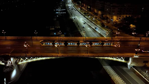 Luftaufnahme Der Budapester Margaretenbrücke Oder Margit Versteckt Sich Über Der — Stockfoto
