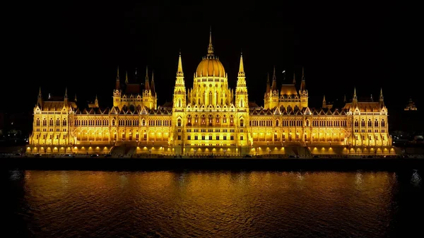 Повітряний Вид Будівлю Парламенту Будапешта Вночі Подорожі Туризм Європейська Політична — стокове фото