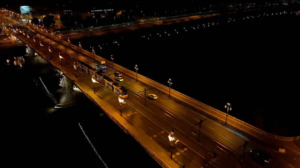 Aerial View Budapest Margaret Bridge Margit Hid River Danube Embankment — Stock Photo, Image