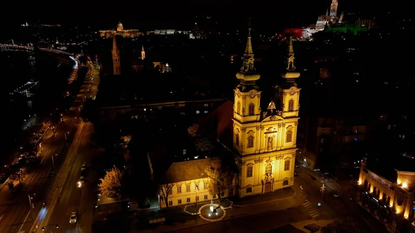 Luftaufnahme Der Skyline Von Budapest Anna Pfarrei Der Oberen Wasserstadt — Stockfoto
