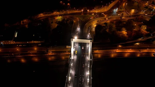 Elisabeth Bridge Illuminated Una Prospettiva Aerea Mozzafiato Budapest Ungheria — Foto Stock