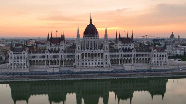 Fantastiska Skyline Etablera Fågelöga Flygfoto Budapest Stad Ungerska Parlamentsbyggnaden Med — Stockfoto