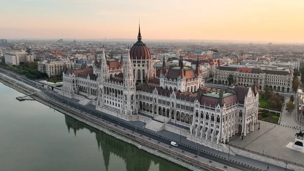 Incrível Skyline Estabelecimento Bird Eye Vista Aérea Tiro Cidade Budapeste — Fotografia de Stock