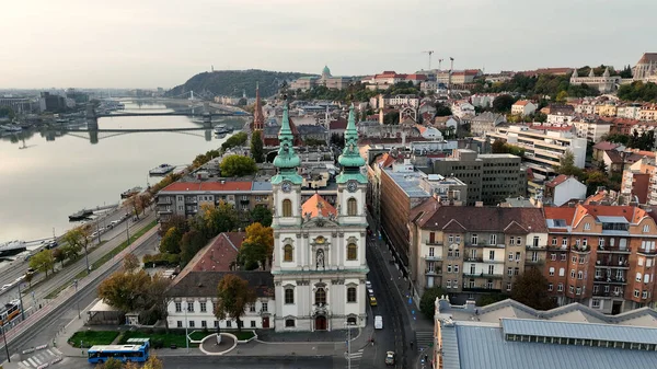 Vista Aérea Horizonte Cidade Budapeste Paróquia Santa Ana Upper Watertown — Fotografia de Stock