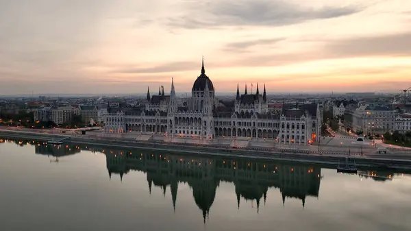 Amazing Skyline Καθιέρωση Bird Eye Aerial View Shot Της Βουδαπέστης — Φωτογραφία Αρχείου