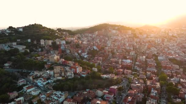 Widok Powietrza Panoramę Barcelony Zachodzie Słońca Katalonia Hiszpania Carmel Hill — Wideo stockowe