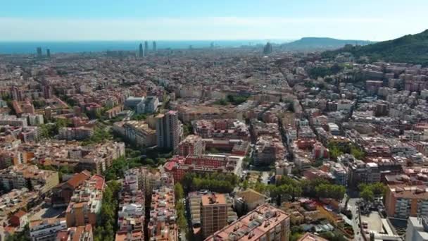 Vue Aérienne Ville Barcelone Par Temps Ensoleillé Clot Agbar Tower — Video