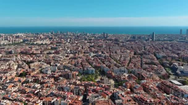 Letecký Pohled Panorama Barcelony Během Slunečného Dne Nou Barris Jeden — Stock video