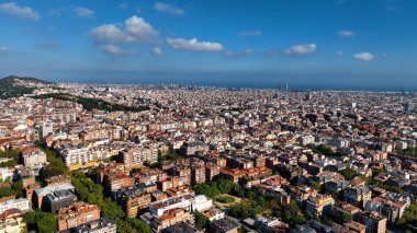 Barcelona City Skyline, Sarria-Sant Gervasi bölgesi, Basilica Sagrada Familia, Katalonya, İspanya